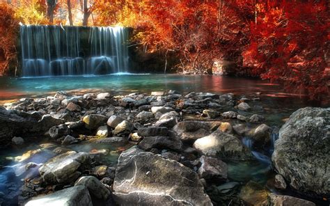 Nature Landscape Fall River Pond Trees Italy