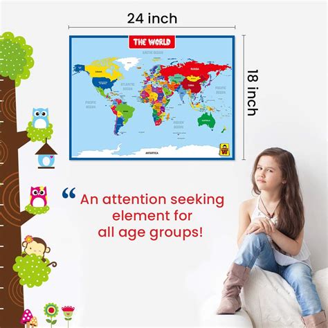 World Map Posters For Kids Wall Decor Double Side Educational Poster