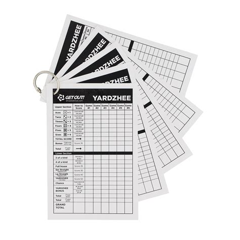 Yard Dice Laminated Score Cards Small 5pk Dice Game Sheets