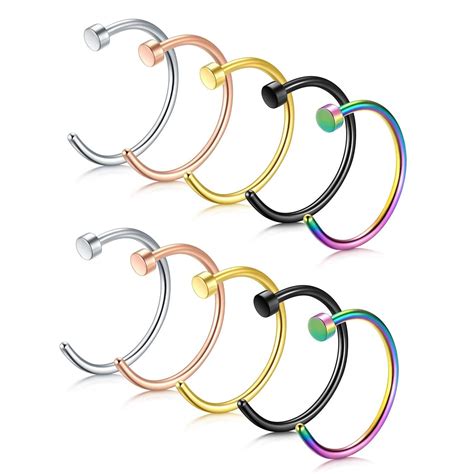 Vcmart G Pairs Surgical Steel Nose Ring Hoop Body Jewelry Piercing Mm Click Image To