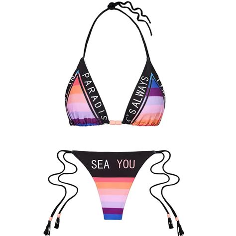 Rainbow Pattern Triangle Bikini Bikinis Triangle Bikini Bikini Set My