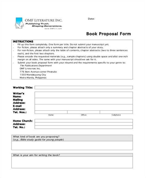 Free 9 Book Proposals Forms In Pdf Ms Word