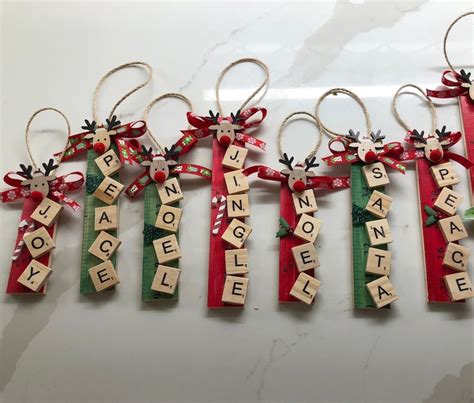 Scrabble Personalized Christmas Ornament Wooden Tile Etsy