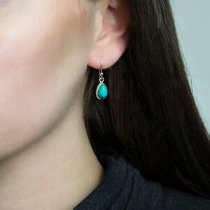 Sterling Silver Dangly Turquoise Teardrop Earrings Etsy Uk