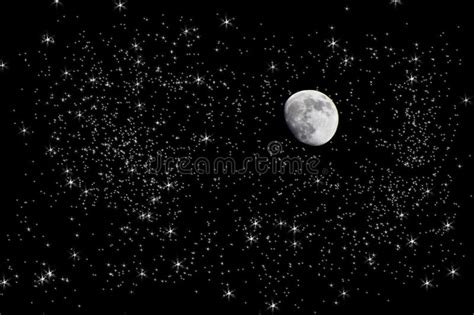 Moon In Starry Night Sky Stock Photo Image Of Infinity 12911954