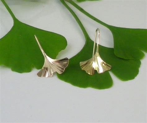 Ginkgo Leaf Earrings Gold Filled Tiny 122gf