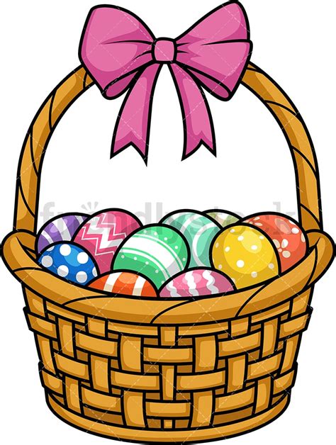 Easter Eggs Basket Cartoon Clipart Vector Friendlystock