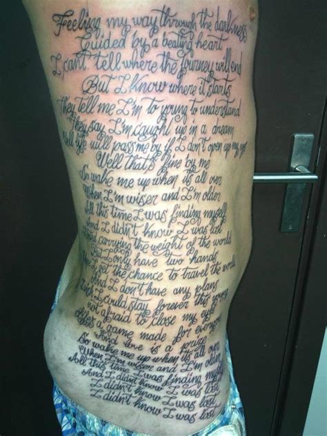 You took the part that once was my heart so why not why not take all of me. We Interviewed the Guy Who Tattooed all of the lyrics to ...