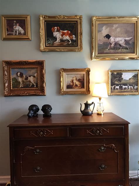 Vintage Dog Art With Vintage Frames Art Above Couch Timeless Living