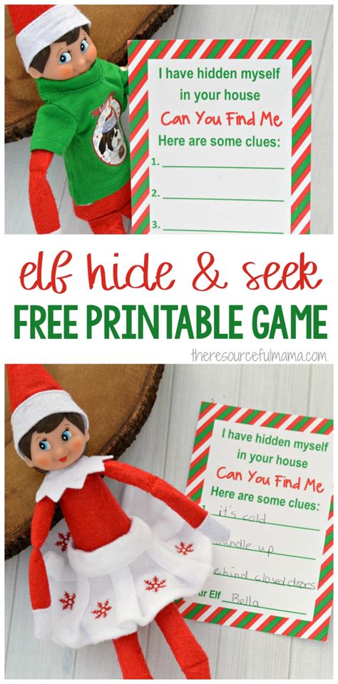 Elf On The Shelf Activity Printable Hide And Seek Game The