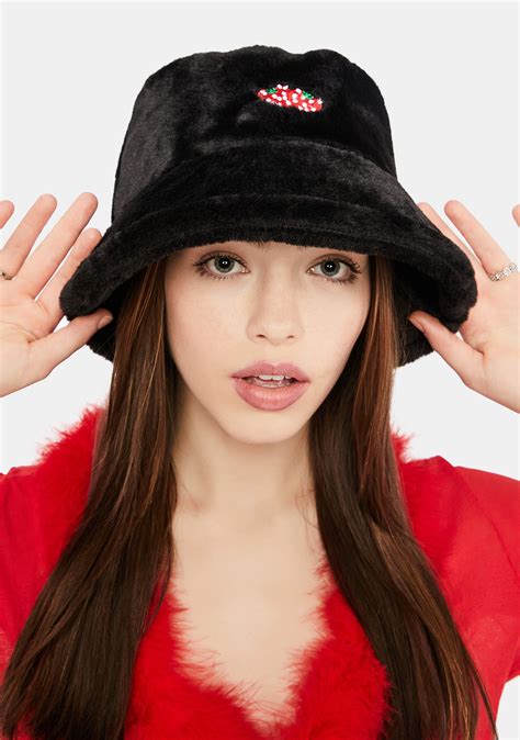 Fuzzy Fluffy Strawberry Embroidered Bucket Hat Dolls Kill