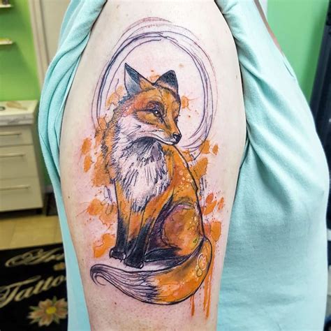 Cute Little Fox Tattoo On Half Sleeve By Francisco Sanchez