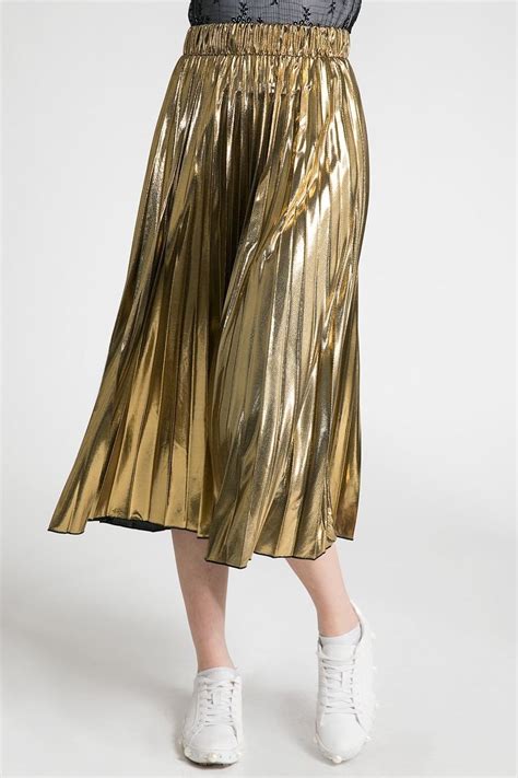 Gold Foil Skirt Skirts Pleated Midi Skirt Clothes Design