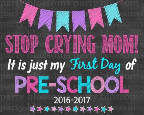 Instant Download Stop Crying Mom Just First Day Of Pre School