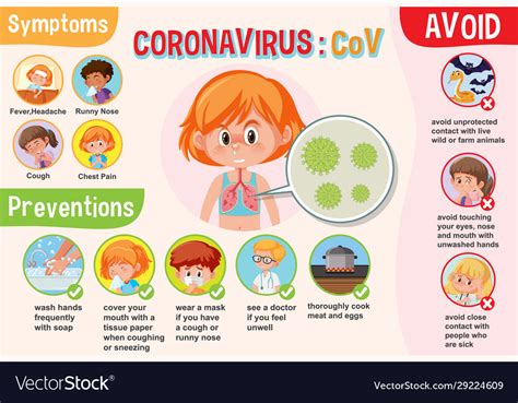 Diagram Showing Coronavirus With Symptoms And Vector Image