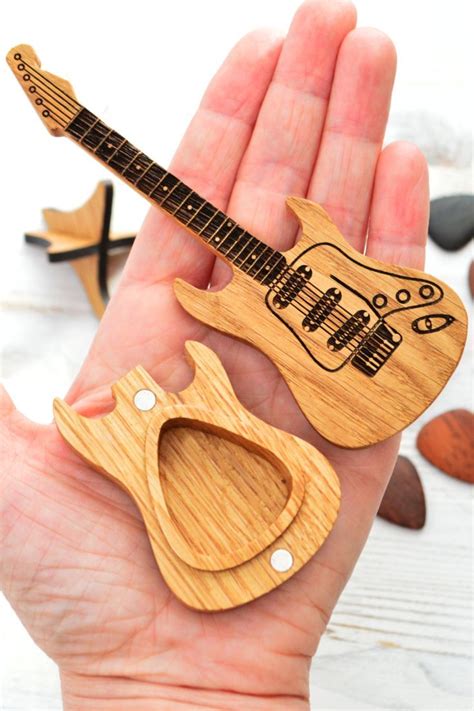 Personalized Guitar Pick Holder With Custom Pick Wood Etsy Guitar