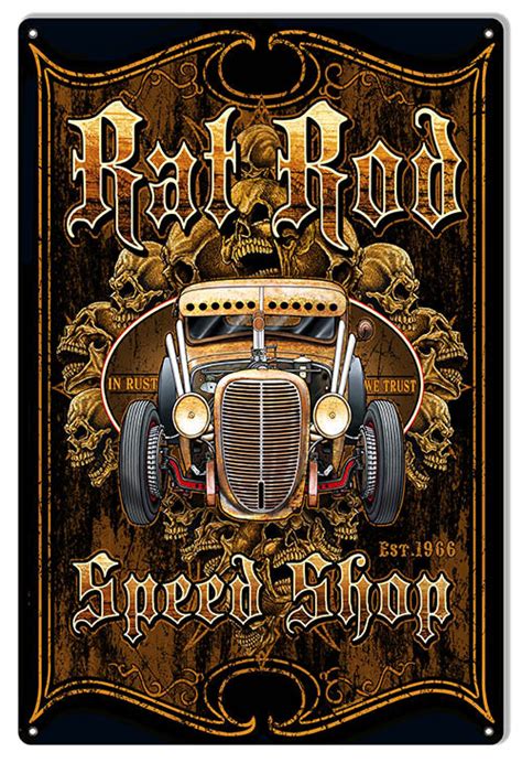 Rat Rod Hot Rod Garage Art Metal Sign By Steve Mcdonald 12x18 Rvg398