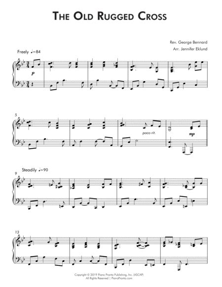 The Old Rugged Cross Late Intermediate Piano Free Music Sheet