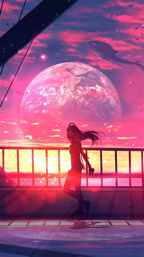 Anime Girl Silhouette Sunset