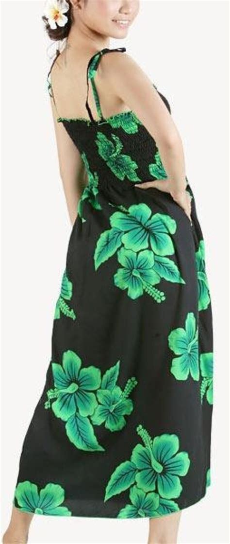 Hibiscus Print Womens Hawaiian Luau Long Smocked Tube Dress Etsy