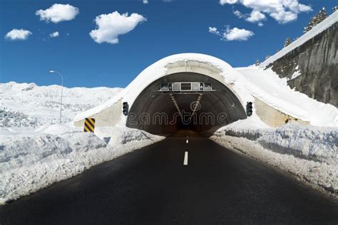 Tunnel And Snowy Winter Roads Stock Image Image Of Green Landscape