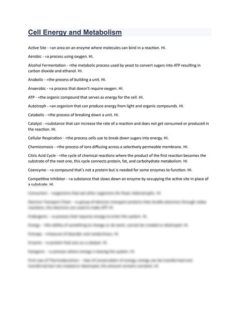 Solution Biology Unit 3 Cell Energy And Metabolism Studypool