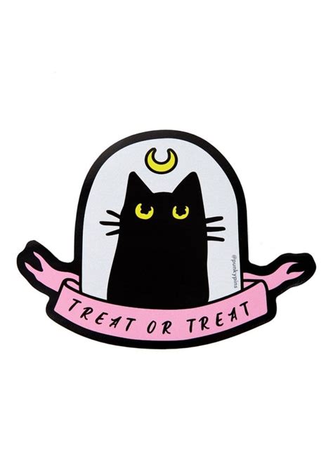 Punky Pins Treat Or Treat Cat Laptop Sticker Attitude Clothing