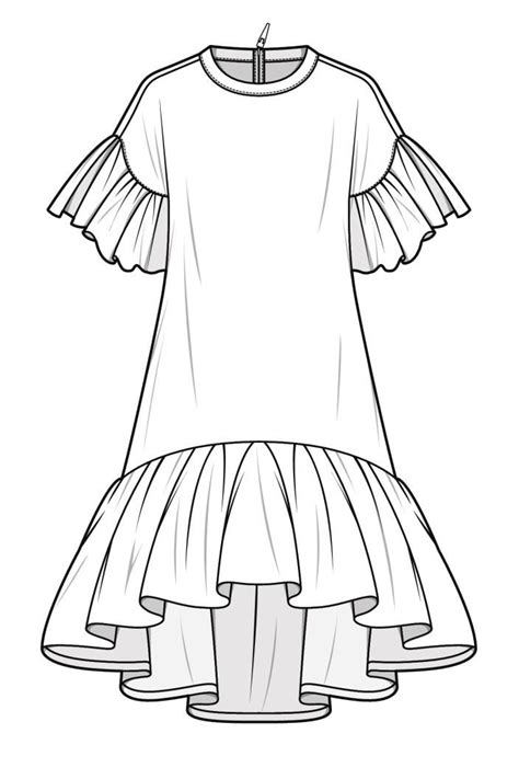 Technical Flat Sketch Of Dress Sketch Coloring Page