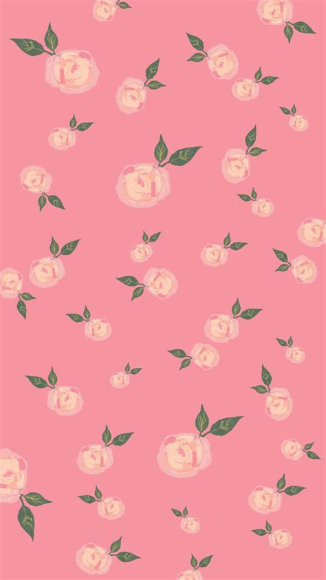 A Pink Wallpaper With Roses On It