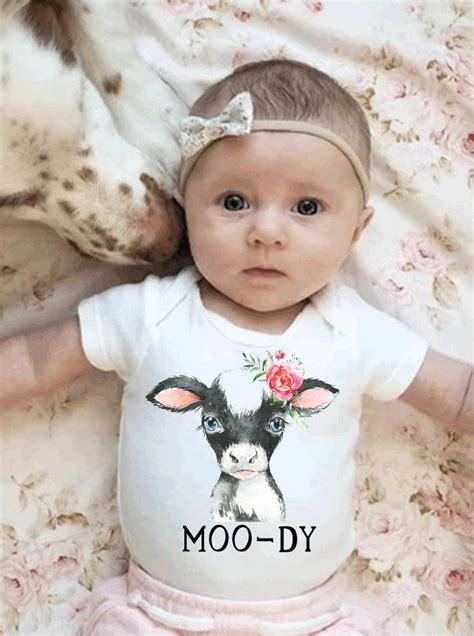 Moody Baby Cow Bodysuit Little Black Cow Shirt T Calf Outfit Farm