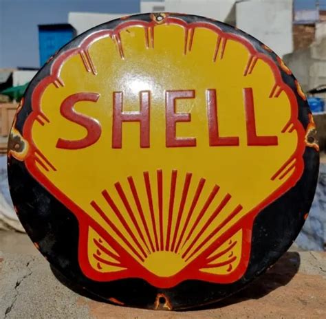 Vintage S Old Antique Rare Shell Motor Oil Ad Porcelain Enamel Sign Board Picclick