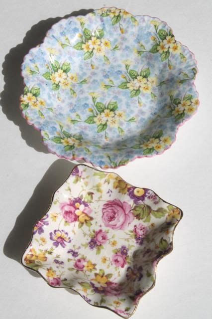 Country Chintz Couch Vintage English Chintz China Pin Dishes Shelley