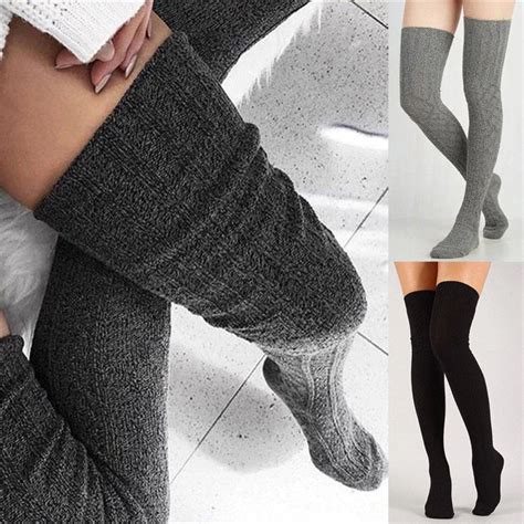Women Sexy Gaiters Striped Long Socks Thigh High Stockings Warm Over
