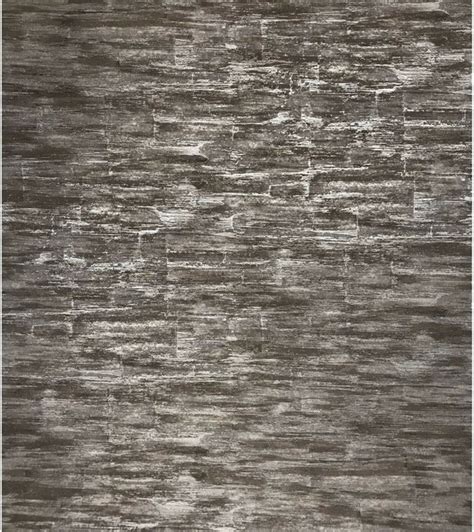 Textured Charcoal Gray Metallic Faux Stone Slabs Wallpaper