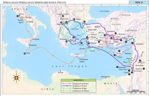Peta dan Indeks Nama Tempat: Perjalanan Misionaris Rasul Paulus | Bible