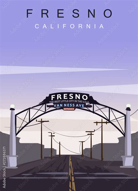 Fresno Modern Vector Poster Fresno California Landscape Illustration