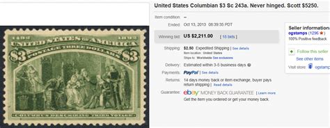 Most Expensive Stamps Sold On Ebay October 2013