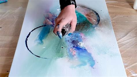 Acrylic Abstract Painting Demo Spraypaint Pots And Acrylics
