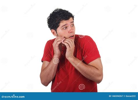 Scared Young Man Looking Away Isolated On White Background Stock Image