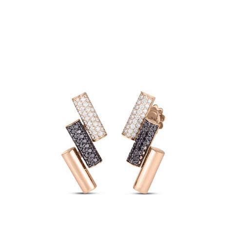 Roberto Coin Domino Collection 18k Rose Gold Earrings With Black And