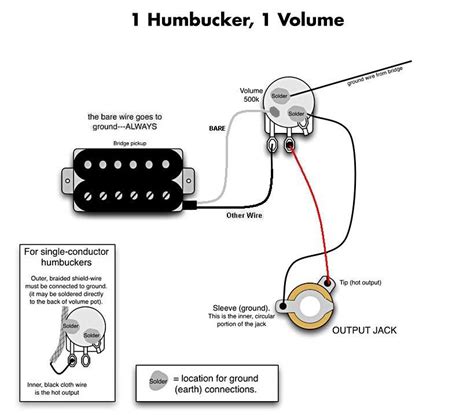 Volume And Tone With Single Pickup Wiring Diagram Schematic And