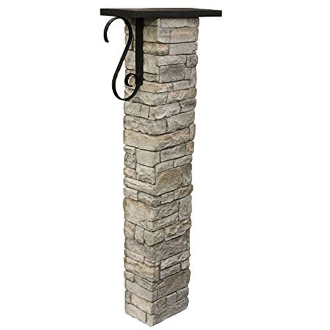 Eye Level Gray Cast Stone Mailbox Post With Decorative Scroll Pricepulse