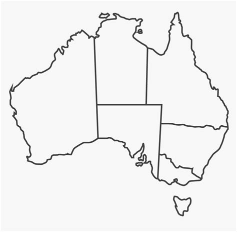 Australia Map Grey Outline Map Of Australia Plain Hd Png Download