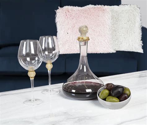 Gold Diamante Red Wine Glass Set X 4 Treasure House 20