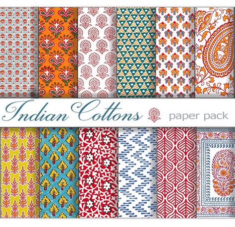 Indian Block Prints Printable Papers Digital Download Cotton Etsy