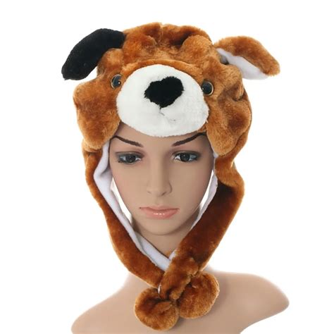 Doubchow New Fashion Cute Plush Brown Puppy Dog Earflap Animal Hat For
