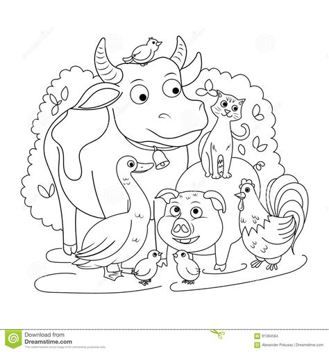 Farm Animals Coloring Book For Children Vector Stock Vector