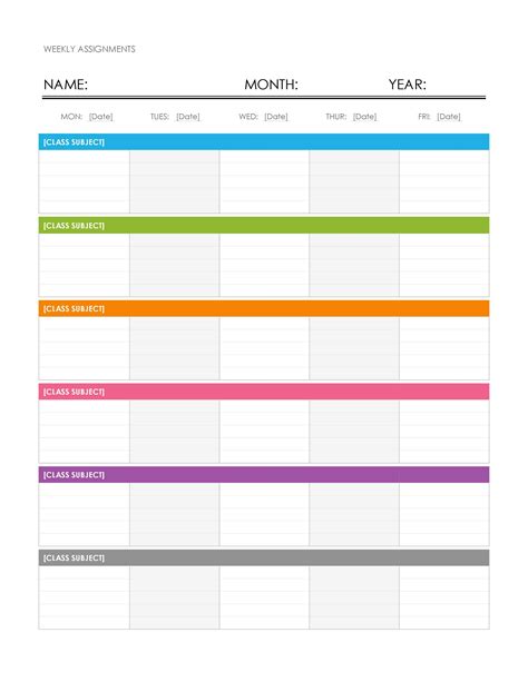 Printable Blank Weekly Schedule