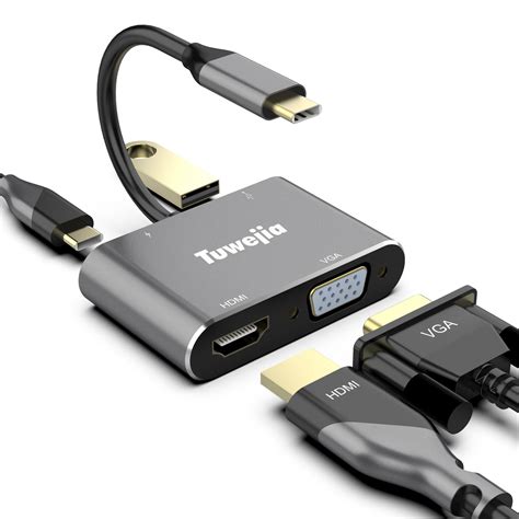 Usb C To Hdmi Vga Adapter With Usb 30 Charging Power Pd Port Tuwejia