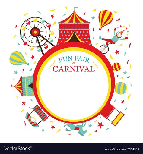 Fun Fair Carnival Circus Round Frame Royalty Free Vector